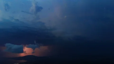 Timelapse of beautiful thunderstorm with picturesque lightning illuminating. Stock Footage 95531874