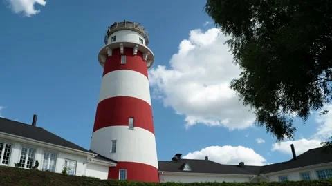 Timelapse. Beautiful view of the lighthouse in the blue sky Stock Footage 143153966