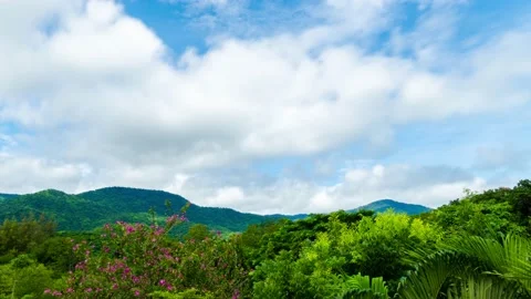 Timelapse Beautiful view of a mountain view with moving clouds Stock Footage 234709461