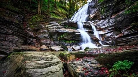 Timelapse of beautiful waterfall in mountain forest 4K 스톡 동영상 47113793