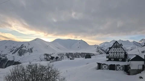 Timelapse of beautiful winter landscape in the mountains. Georgia. Gudauri. Stock Footage 321274796