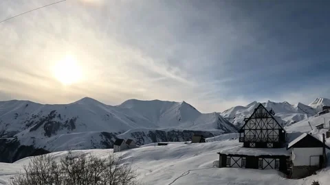 Timelapse of beautiful winter landscape in the mountains. Georgia. Gudauri. Stock Footage 321274812