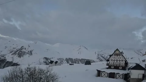 Timelapse of beautiful winter landscape in the mountains. Georgia. Gudauri. Stock Footage 321274817
