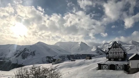 Timelapse of beautiful winter landscape in the mountains. Georgia. Gudauri. Stock Footage 321274818