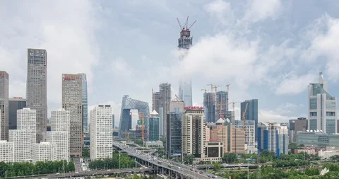 TimeLapse-Beijing skyline with cloudscape Stock Footage 125403297