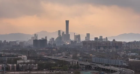 TimeLapse-Beijing skyline with cloudscape Stock Footage 125409408