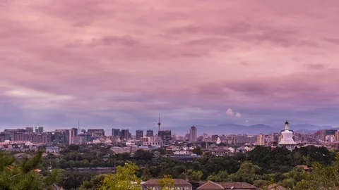 Timelapse of Beijing skyline at sunset Stock Footage 81237067