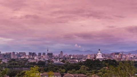 Timelapse of Beijing skyline at sunset Stock Footage 81237727