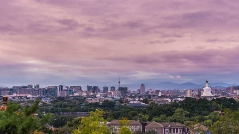 Timelapse of Beijing skyline at sunset Stock Footage 81243563