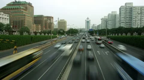 Timelapse Beijing traffic Видео 11538077
