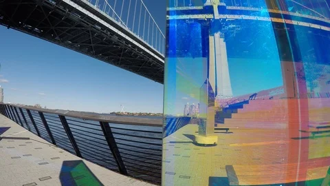 TIMELAPSE: Ben Franklin Bridge, Delaware River, Philadelphia Stock Footage 98571399