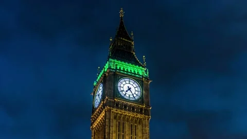 Timelapse of big ben at night Stock Footage 221480587