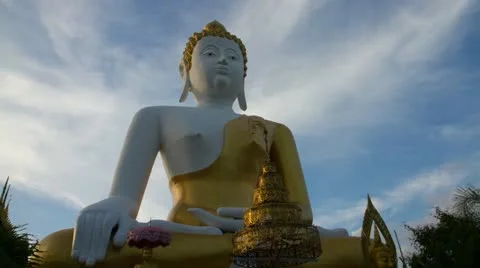 Timelapse Big Buddha Statue with sky Stock Footage 21848739