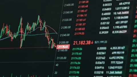 Timelapse of Bitcoin Trading with Price Evolution, Cryptocurrency Chart Online Stock Footage 199060188