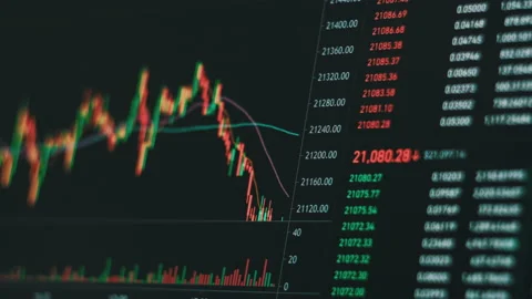 Timelapse of Bitcoin Trading with Price Evolution, Cryptocurrency Chart Online Stock Footage 200136059