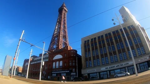 Timelapse of Blackpool Tower on a beautiful Summers day Video stock 105923644