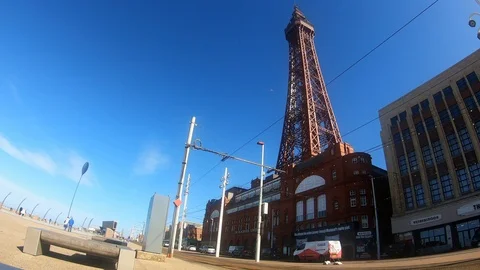 Timelapse of Blackpool Tower on a beautiful Summers day Stock Footage 105923646