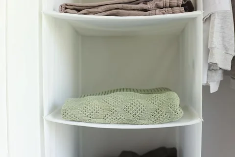 Timelapse blankets. A stack of baby blankets. Stock Footage 241491383