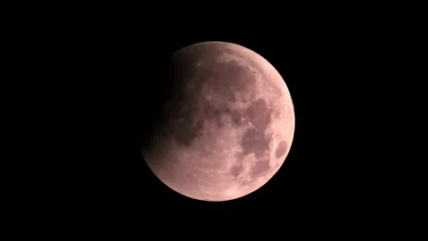 Timelapse of blood red moon during eclipse Stock Footage 344740697