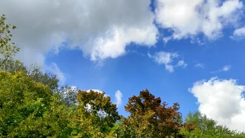 Timelapse of blue autumn sky with clouds. Blue sky video background. Stock Footage 161991891