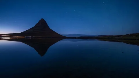 Timelapse Blue Hour with Aurora Borealis (Northern Lights) Stock Footage 71387227