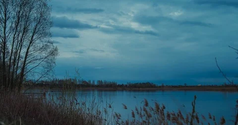Timelapse of blue hour on lake Stock Footage 74581972