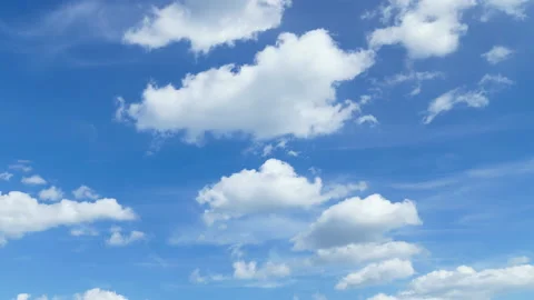 Bright beautiful blue sky with soft clouds, bright sunny day