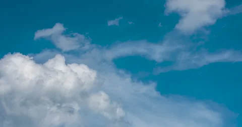 Timelapse Blue sky fluffy white clouds on summer season bright clear skyline Stockbeeldmateriaal 246254103