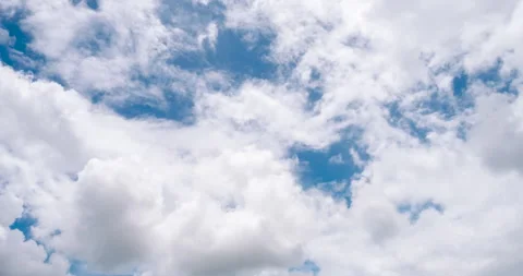 Timelapse Blue sky fluffy white clouds on summer season bright clear skyline Stock Footage 246255804