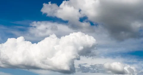 Timelapse Blue sky fluffy white clouds on summer season bright clear skyline Stock Footage 246257228