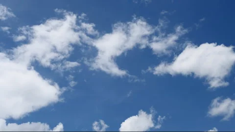 Timelapse Blue sky fluffy white clouds on summer season bright clear skyline Stock Footage 246258658
