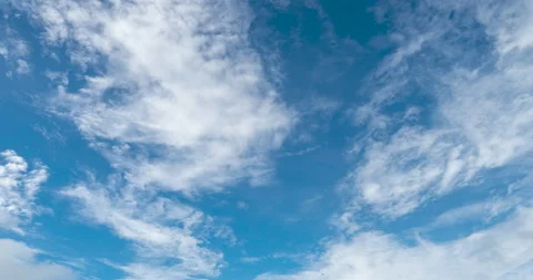 Timelapse Blue sky fluffy white clouds on summer season bright clear sky Vídeo Stock 248942978