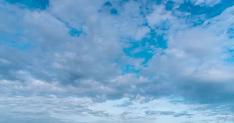 Timelapse Blue sky fluffy white clouds on summer season bright clear skyline wit Stock Footage 253868035