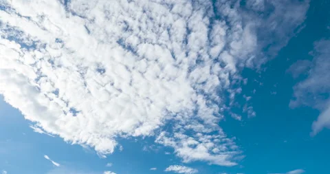 Timelapse Blue sky fluffy white clouds on summer season bright clear skyline Video stock 266769488
