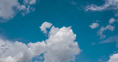 Timelapse Blue sky fluffy white clouds on summer season bright clear sky Stock Footage 267796958