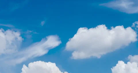 Timelapse Blue sky fluffy white clouds on summer season bright clear sky Stock Footage 276680271