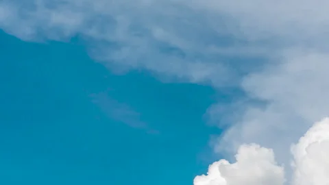 Timelapse Blue sky fluffy white clouds on summer season bright clear Stock Footage 276809876
