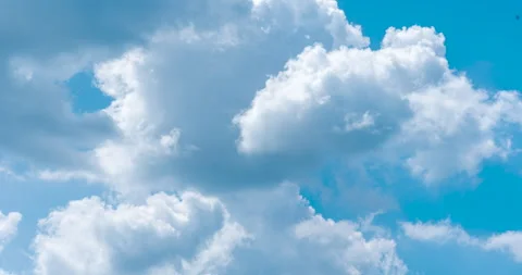 Timelapse Blue sky fluffy white clouds on summer season bright clear skyline Stock Footage 277311259