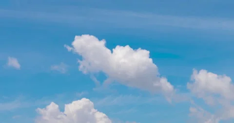 Timelapse Blue sky fluffy white clouds on summer season bright clear skyline Stock Footage 277311674
