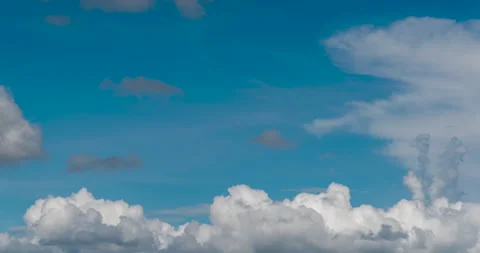 Timelapse Blue sky fluffy white clouds on summer season bright clear skyline Stock Footage 277311715