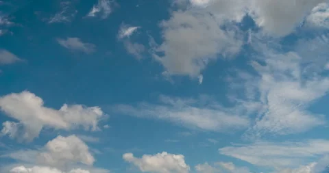 Timelapse Blue sky fluffy white clouds on summer season bright clear skyline Stock Footage 277311779