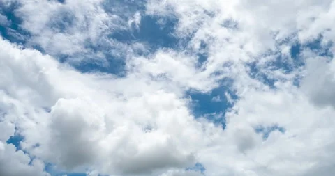 Timelapse Blue sky fluffy white clouds on summer season bright clear skyline Stock Footage 278570655