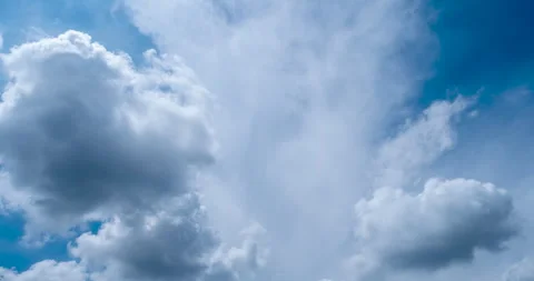 Timelapse Blue sky fluffy white clouds on summer season bright clear skyline Stock Footage 278570747