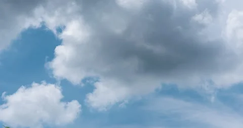 Timelapse Blue sky fluffy white clouds on summer season bright clear skyline Stock Footage 278570770