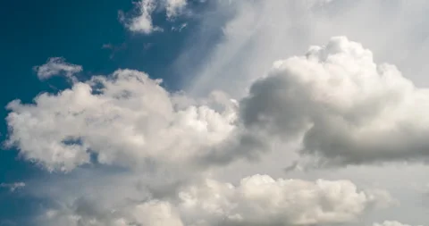 Timelapse Blue sky fluffy white clouds on summer season bright clear skyline Stock Footage 278570908