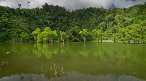 Timelapse blue sky white clouds  over tropical lake in the Philippines Video stock 39195589
