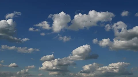 Timelapse of blue sky with white clouds background. 8K 30 fps Stock Footage 194415729