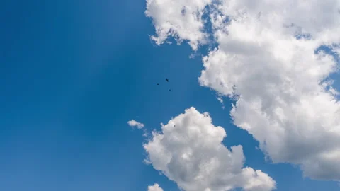 Timelapse of a blue sky with white clouds. Bright summer day Stock Footage 246736746