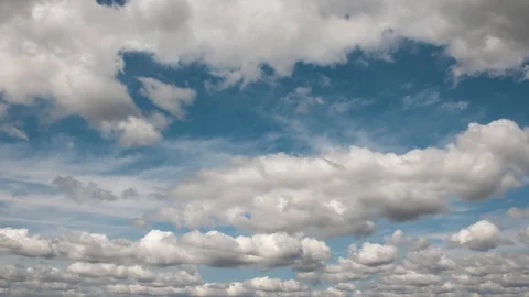 Timelapse of blue sky with white cumulus clouds. Stock Footage 129595867