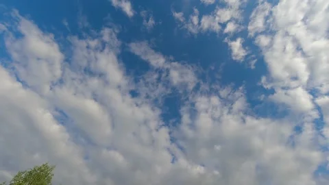 TimeLapse blue sunny sky, loop of white clouds. Summer blue sky. Stock Footage 198660131